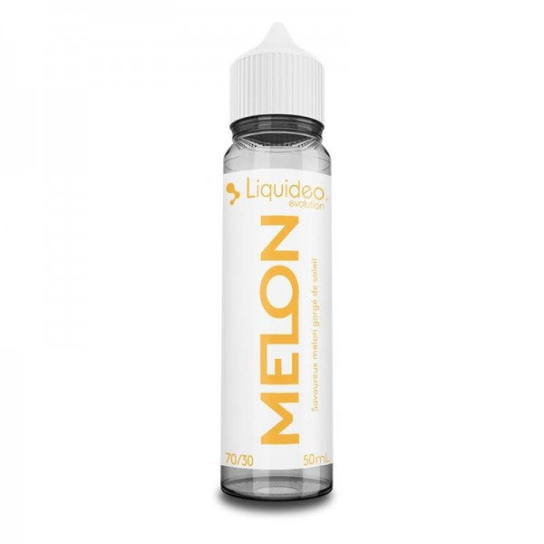 E-liquide Melon 50 ml Liquideo, flacon grand format saveur melon juteux et sucré.