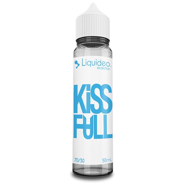 E-liquide Kiss Full 50 ml Liquideo, flacon grand format saveurs fruits rouges, raisin noir et fraîcheur intense.