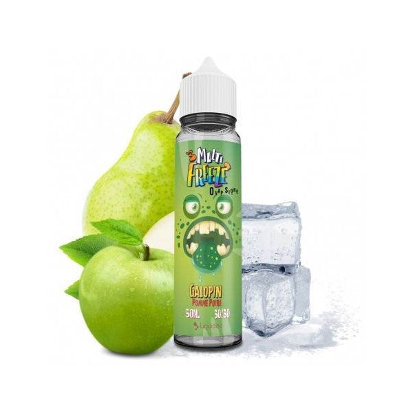 E-liquide Galopin Pomme Poire 50 ml Multi Freeze by Liquideo, flacon grand format saveurs pomme, poire et fraîcheur intense.