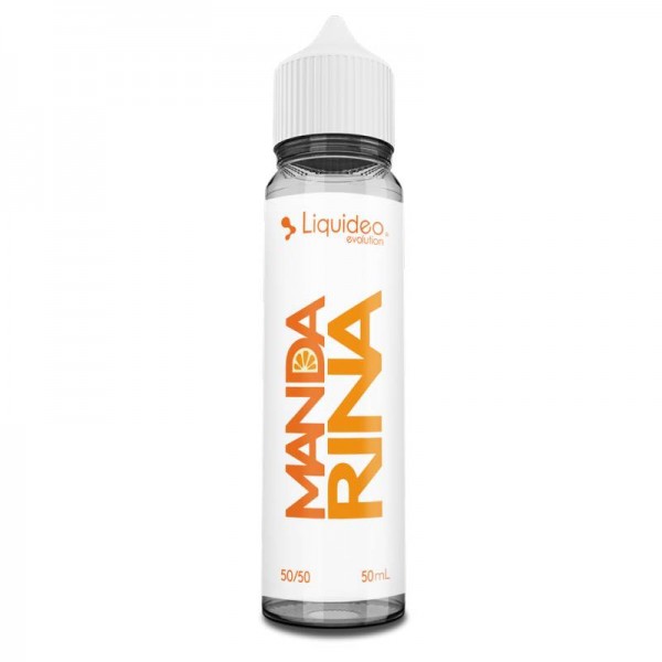E-liquide Mandarina 50 ml Liquideo, flacon grand format saveur mandarine juteuse et agrumes acidulés.