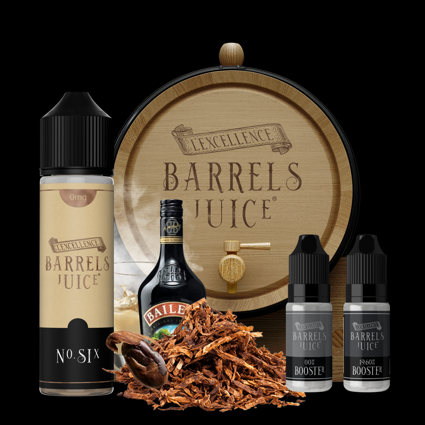 "E-liquide Tabac N° Six 60 ml Barrels Juice, saveur tabac pour cigarette électronique"