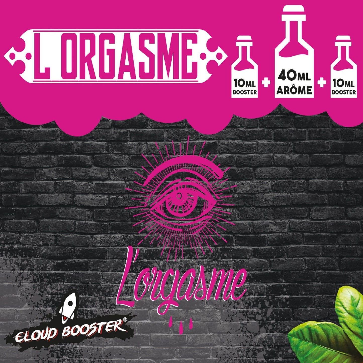 "E-liquide L'Orgasme 60 ml Cloud Booster, saveur gourmande lait concentré noisette amandes céréales fruits pour cigarette électronique"