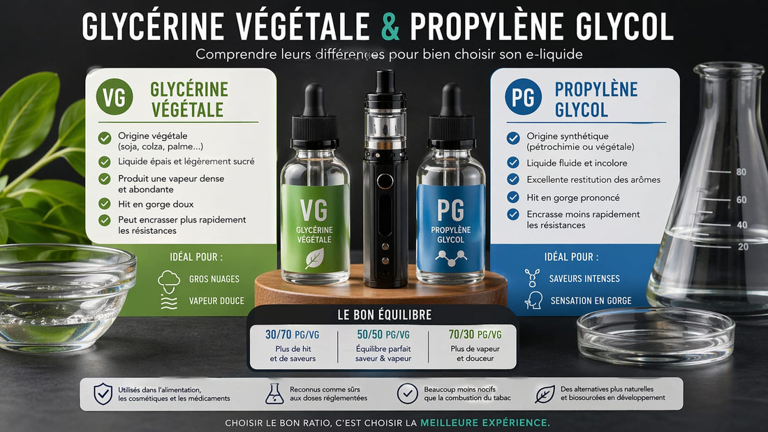 Glycérine végétale vs propylène glycol : tout comprendre pour bien choisir son e-liquide