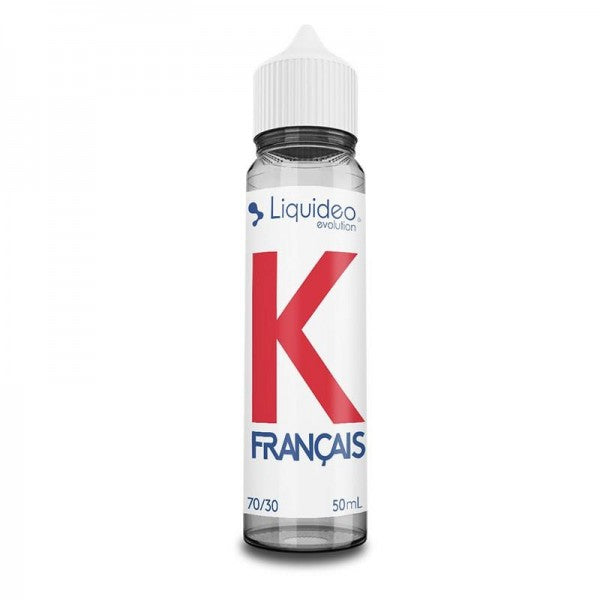 E-liquide K Français 50 ml Liquideo, flacon grand format saveur classic blond français aux notes douces et légèrement boisées.