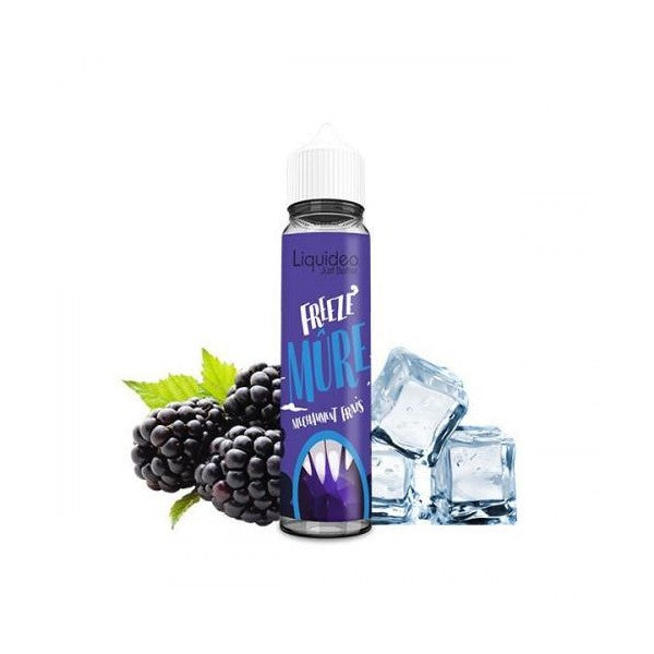 E-liquide Freeze Mûre 50 ml Liquideo, flacon grand format saveur mûre avec fraîcheur intense.