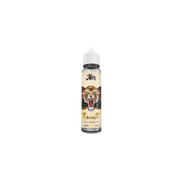 E-liquide Gold Tiger 50 ml Xbud, flacon grand format saveurs mangue, ananas et fruits exotiques.