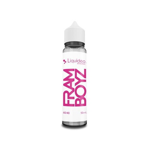 E-liquide Framboyz 50 ml Liquideo, flacon grand format saveur framboise sucrée et notes de fruits rouges.