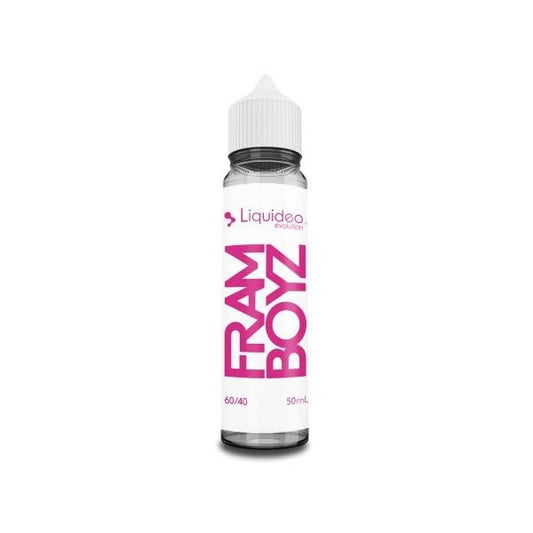 E-liquide Framboyz 50 ml Liquideo, flacon grand format saveur framboise sucrée et notes de fruits rouges.
