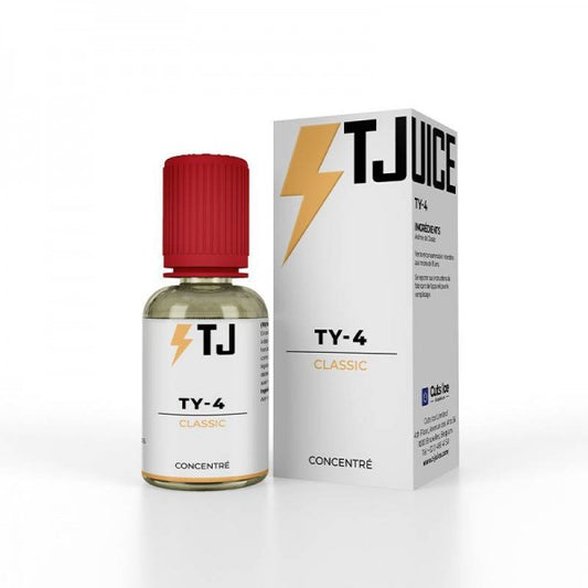 Concentré pour Diy TY4 30ML de Tjuice. Concoctée sur une base de classic, cette recette allie les meilleurs tabacs de Virginie à des noix grillées et du sucre caramélisé. Disponible sur www.vapings.fr à 11€90