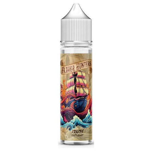 E-liquide Kraken 50 ml Flavor Hunters X Liquideo, flacon grand format aux saveurs de fruits rouges, cassis et fraîcheur intense.