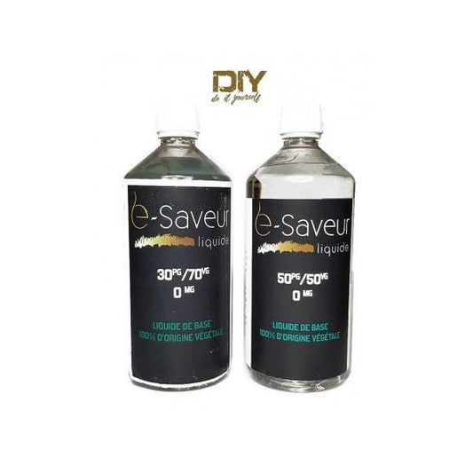 Base neutre Esaveur 1 L PG/VG 70/30, 50/50, 30/70 idéale pour fabriquer des e-liquides DIY pour cigarette électronique. Disponible sur www.vapings.fr à 15€99