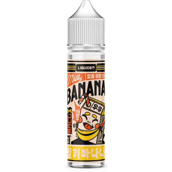 E-liquide Milky Banana 50 ml Kjuice by Liquideo, flacon grand format saveur banane crémeuse et notes lactées.