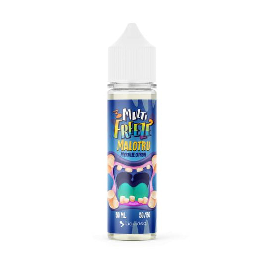 E-liquide Malotru 50 ml Multi Freeze by Liquideo, flacon grand format saveurs myrtille, citron et fraîcheur intense.