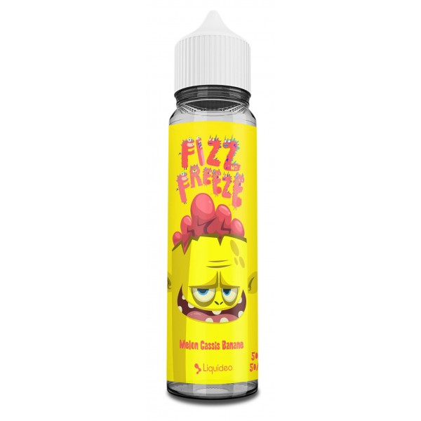 E-liquide Melon Cassis Banane 50 ml Fizz & Freeze by Liquideo, flacon grand format saveurs melon, cassis, banane et fraîcheur intense.