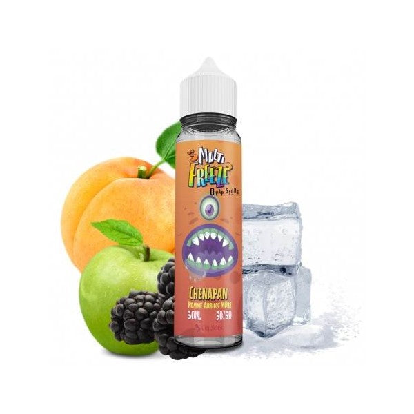 E-liquide Chenapan Pomme Abricot Mûre 50 ml Multi Freeze by Liquideo, flacon grand format saveurs pomme, abricot, mûre et fraîcheur intense.