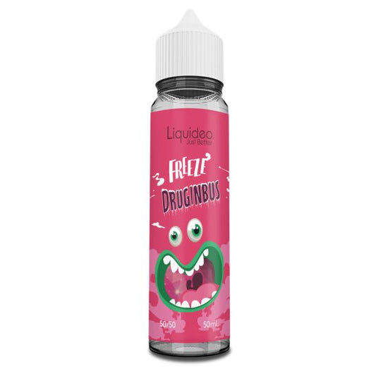 E-liquide Freeze Druginbus 50 ml Freeze by Liquideo, flacon grand format saveurs fruits rouges, raisin et fraîcheur intense.