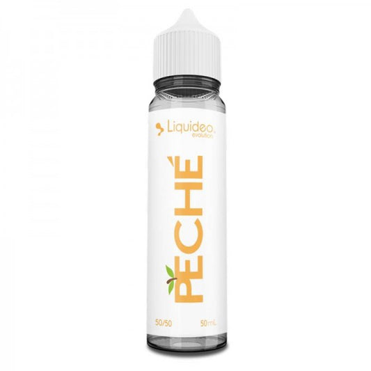E-liquide Péché 50 ml Liquideo, flacon grand format saveurs pêche, fruits du verger et notes gourmandes.