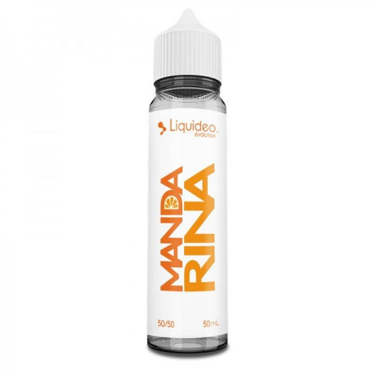E-liquide Mandarina 50 ml Liquideo, flacon grand format saveur mandarine juteuse et agrumes acidulés.