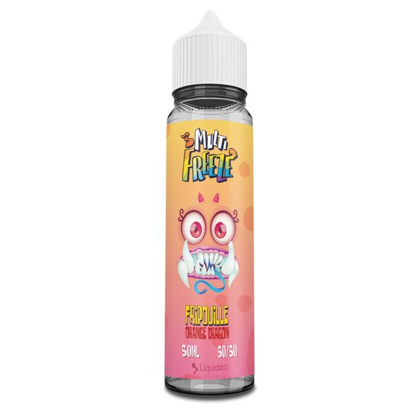 E-liquide Fripouille Orange Dragon 50 ml Multi Freeze by Liquideo, flacon grand format saveurs orange, fruit du dragon et fraîcheur intense.