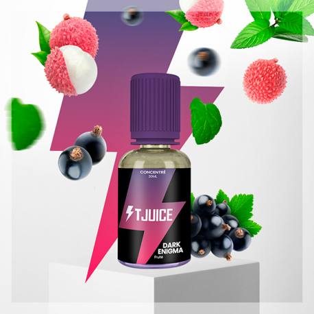 Concentré pour Diy  Dark Enigma 30 ML - Tjuice cassis - litchi - menthe. Disponible sur www.vapings.fr à 11€90