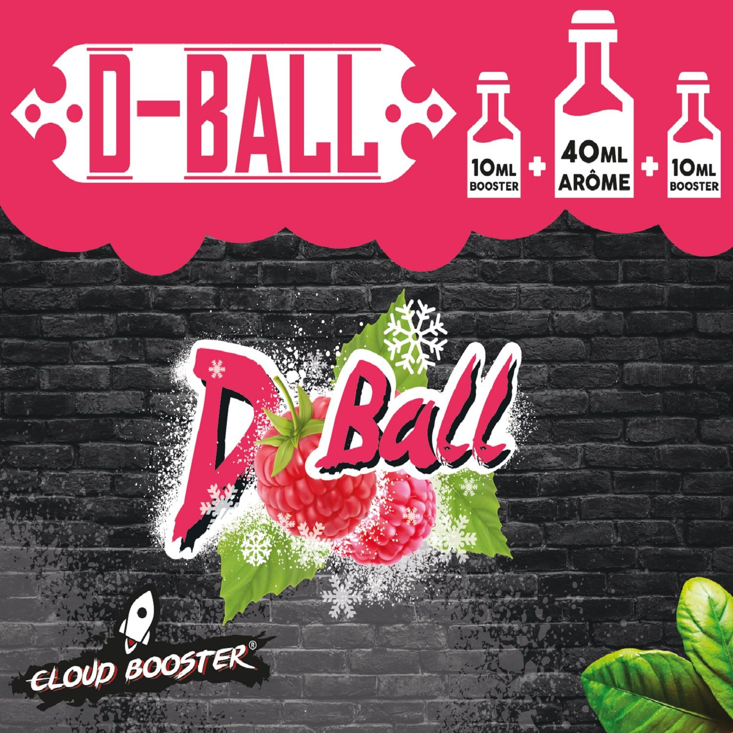 "E-liquide D-Ball 60 ml Cloud Booster, saveur framboise fraîche pour cigarette électronique"