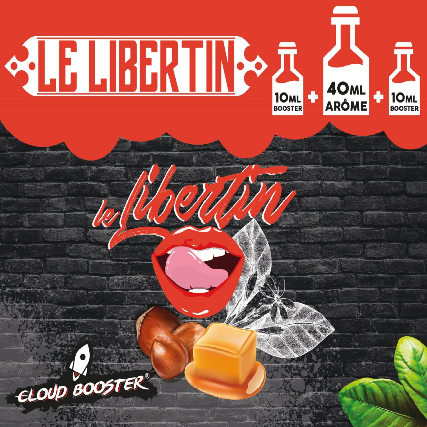 E-liquide Le Libertin 60 ml Cloud Booster, saveur tabac noisettes grillées caramel pour cigarette électronique"